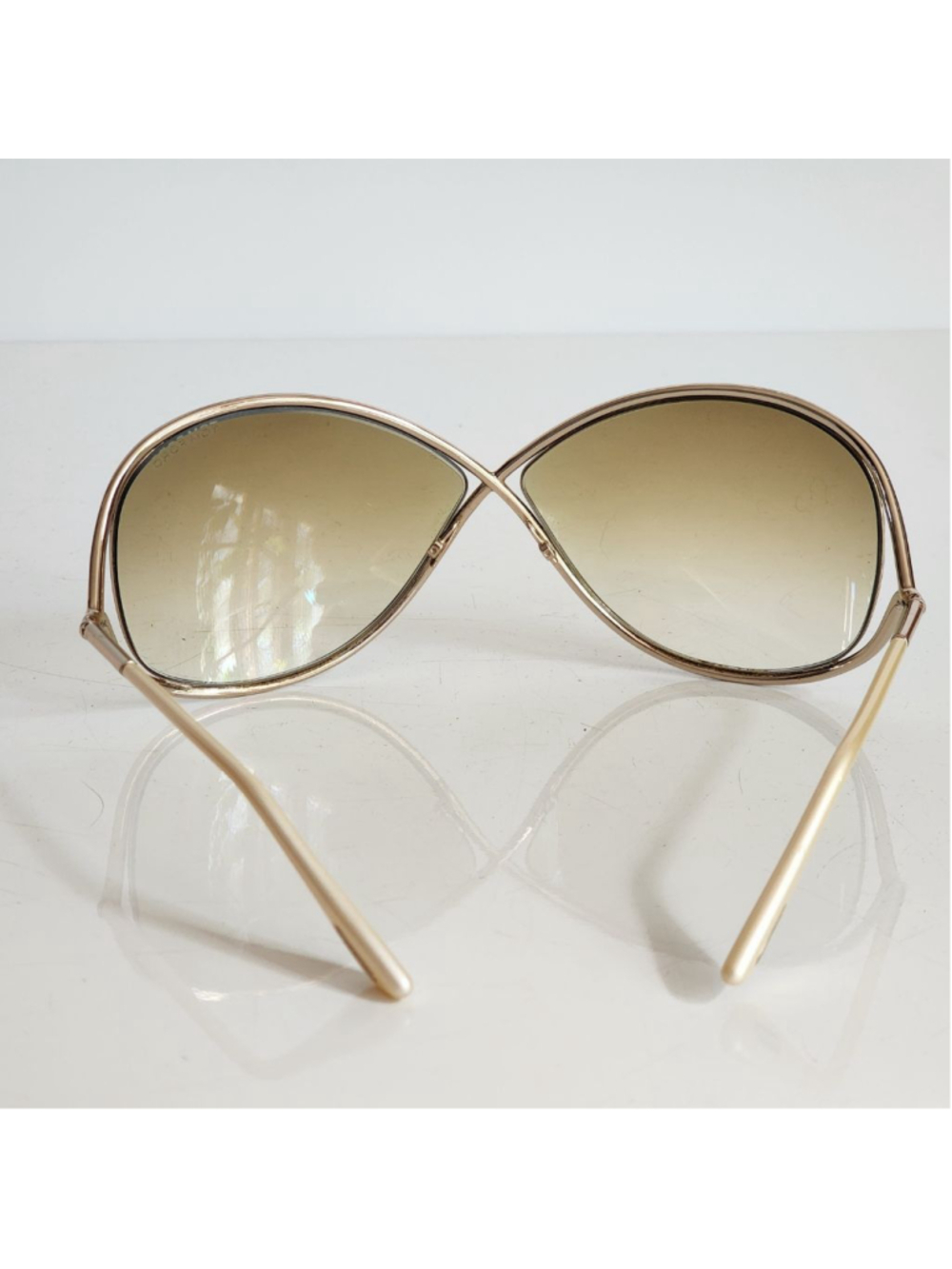 TOM FORD Miranda Gold Brown Oversized Gradient Butterfly Sunglasses - Picture 6 of 7